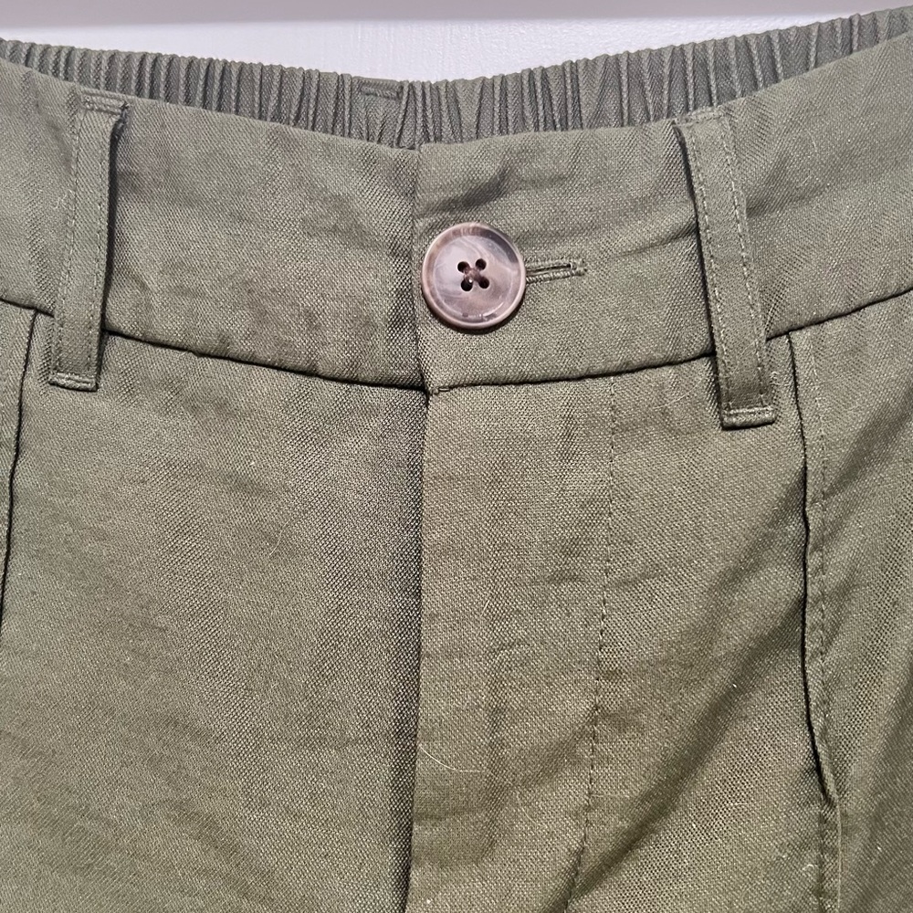 Olive Green Linen-look Pants